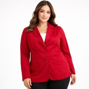 Penningtons Women’s Red Blazer Jacket Size 14 Plus Button Front